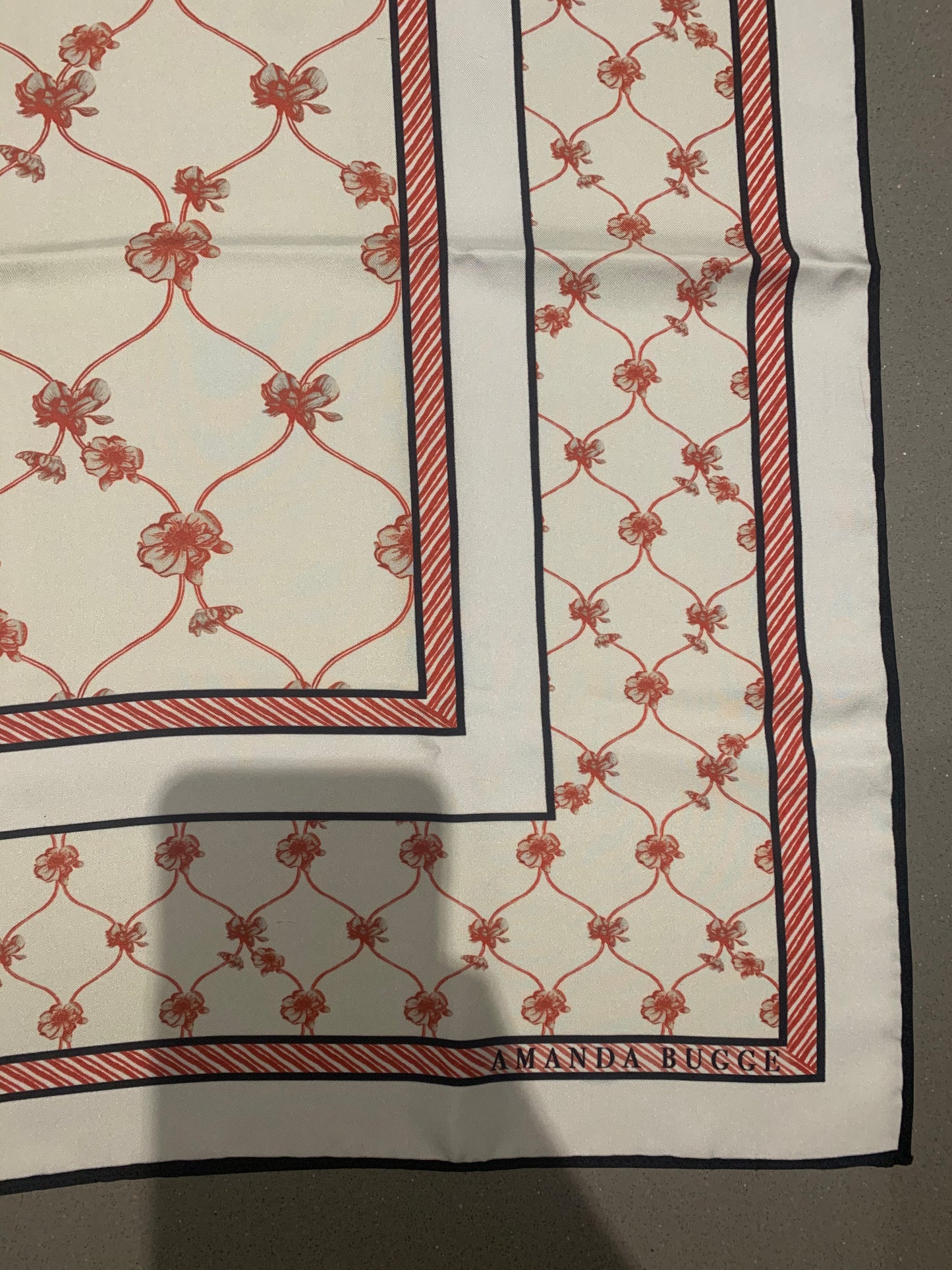 Esme Printed Silk Scarf - Cream/Red