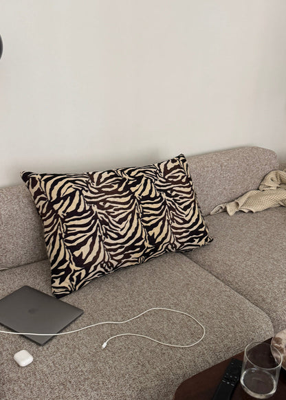 Black and white zebra print cushion cover for sofa or home décor
